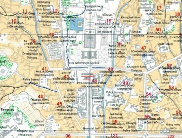 1946年米陸軍発行のソウル市の地図 1946年米陸軍発行のソウル市地図