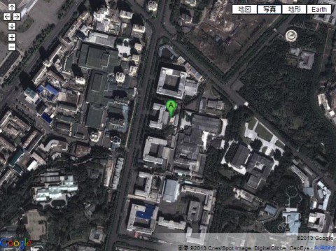 現在は朝鮮労働党主要施設が建ち並ぶ平壌刑務所跡 現在は朝鮮労働党主要施設が建ち並ぶ平壌刑務所跡