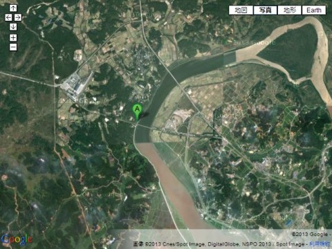 GoogleMapで見た臨津江と自由の橋 GoogleMapで見た臨津江と自由の橋