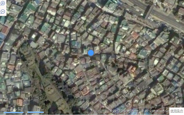 Bing地図で見た黒石洞の街並み Bing地図で見た黒石洞の街並み