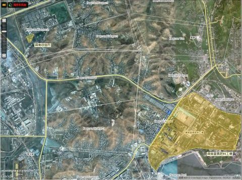 興南工場の西方4km弱にあった「興南収容所」(クリックで拡大表示) 興南工場の西方4km弱にあった「興南収容所」